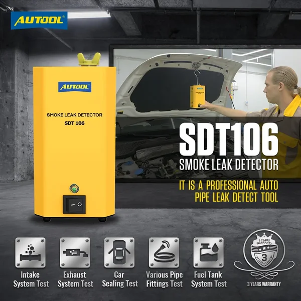 AUTOOL SDT106 Automotive Smoke Leak Detector with Built-In Air Pump & Adapter Kit