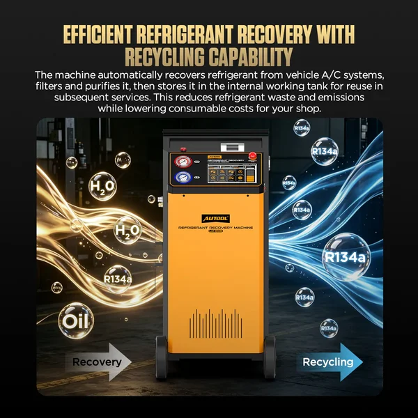 AUTOOL LM806 R134a Recovery, Recharge & A/C Line Flushing Workstation