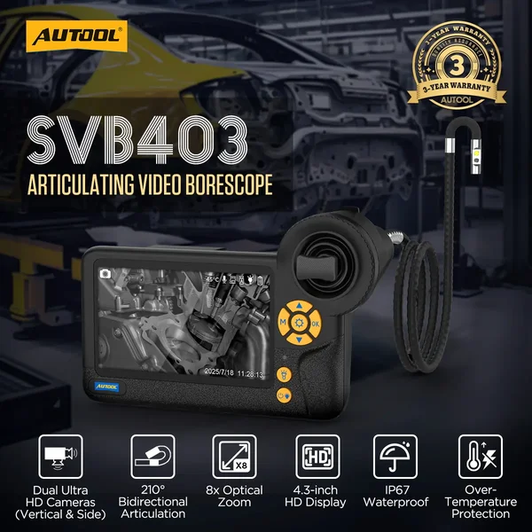 AUTOOL SVB403 Dual-Lens Two-Way Borescope