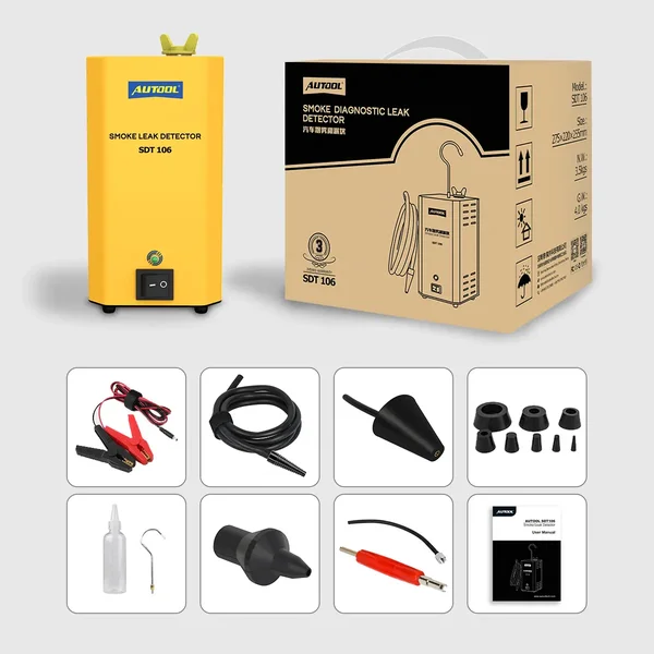 AUTOOL SDT106 Automotive Smoke Leak Detector with Built-In Air Pump & Adapter Kit