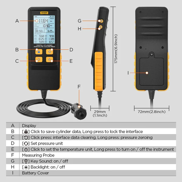 AUTOOL PT610 Digital Engine Compression Tester