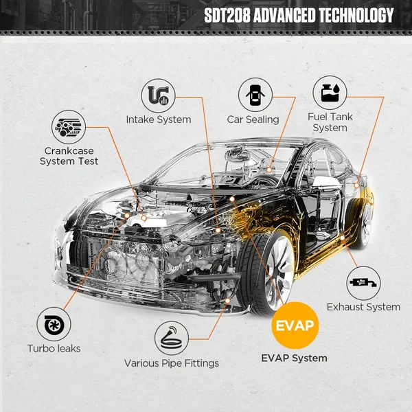 AUTOOL SDT208 Dual-Pressure Automotive Smoke Machine for 12V/24V Vehicles