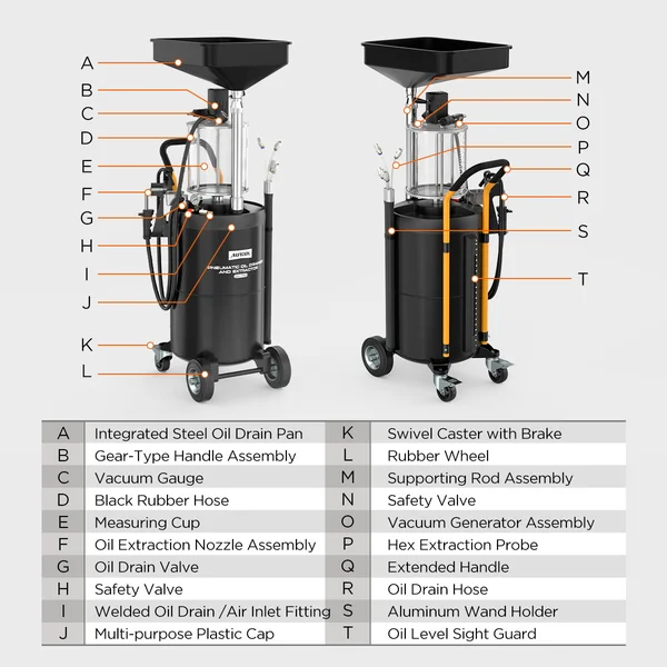 AUTOOL OD750 100 L Pneumatic Oil Extractor and Drainer with 12 L Sight Cup