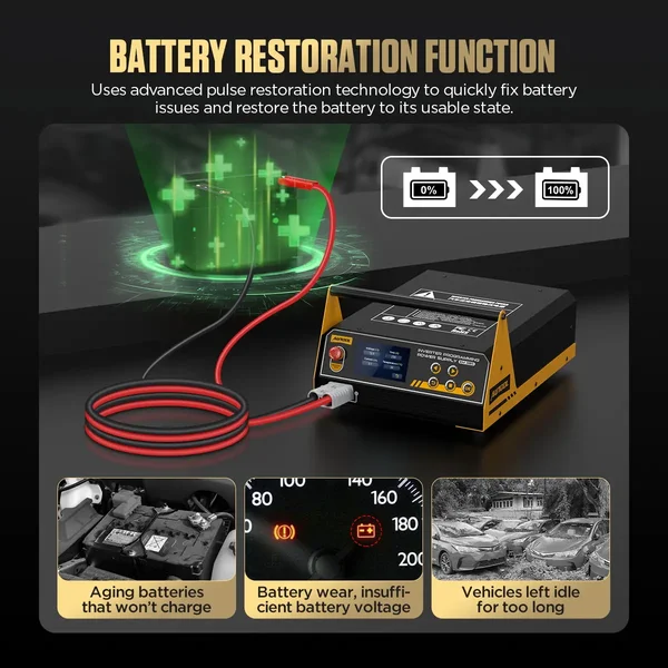 AUTOOL EM385 ECU Programming Power Supply & LiFePO4/Lead-Acid Battery Charger