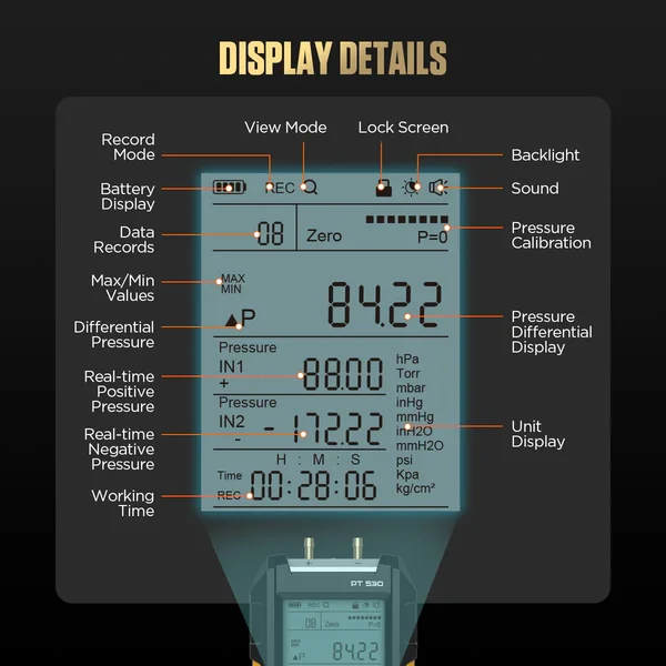 AUTOOL PT530 Dual-Port Pressure & Vacuum Tester