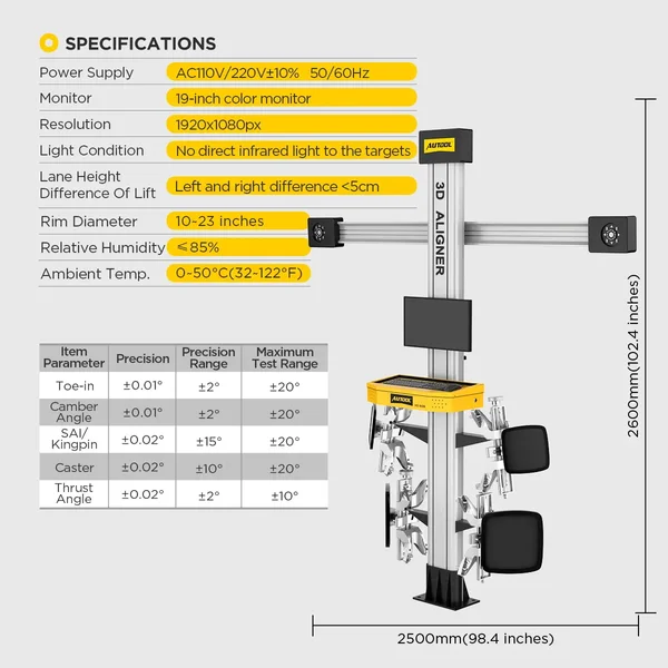 AUTOOL XC503 Fixed-Column 3D Wheel Alignment Machine