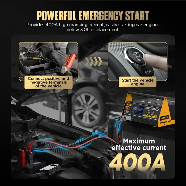 AUTOOL EM385 ECU Programming Power Supply & LiFePO4/Lead-Acid Battery Charger