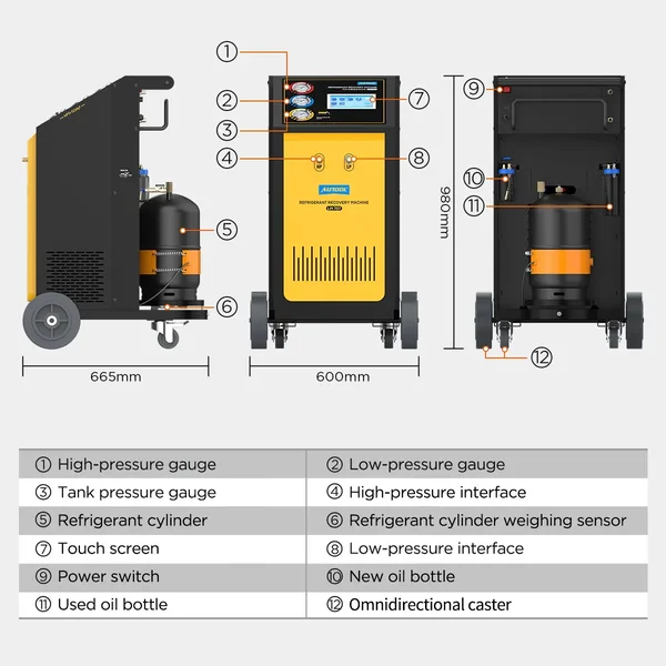 AUTOOL LM707 Automatic R134a Recovery and Recharge Machine