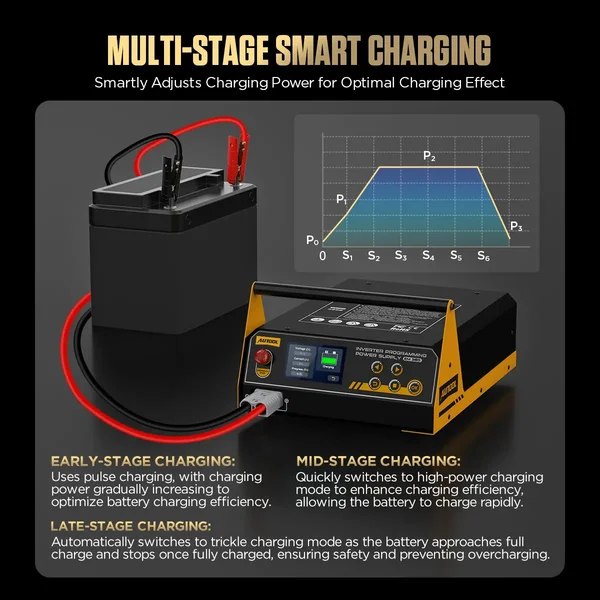 AUTOOL EM385 ECU Programming Power Supply & LiFePO4/Lead-Acid Battery Charger