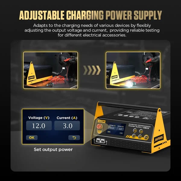AUTOOL EM385 ECU Programming Power Supply & LiFePO4/Lead-Acid Battery Charger