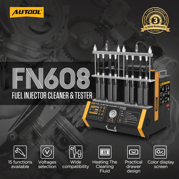 AUTOOL FN608 8-Cylinder Twin-Pump GDI/EFI/FSI Fuel Injector Cleaner and Tester