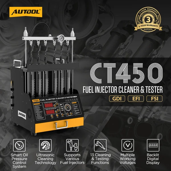 AUTOOL CT450 6-Cylinder Heated GDI/EFI/FSI Fuel Injector Cleaner and Tester
