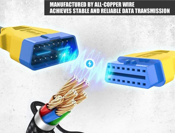 AUTOOL 20cm Braided OBD2 Extension Cable
