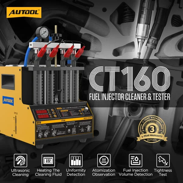 AUTOOL CT160 4-Cylinder Heated Fuel Injector Cleaner and Tester