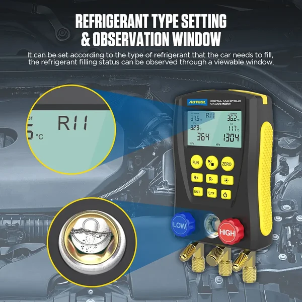 AUTOOL LM120 Digital Manifold Gauge with Dual Temperature Inputs
