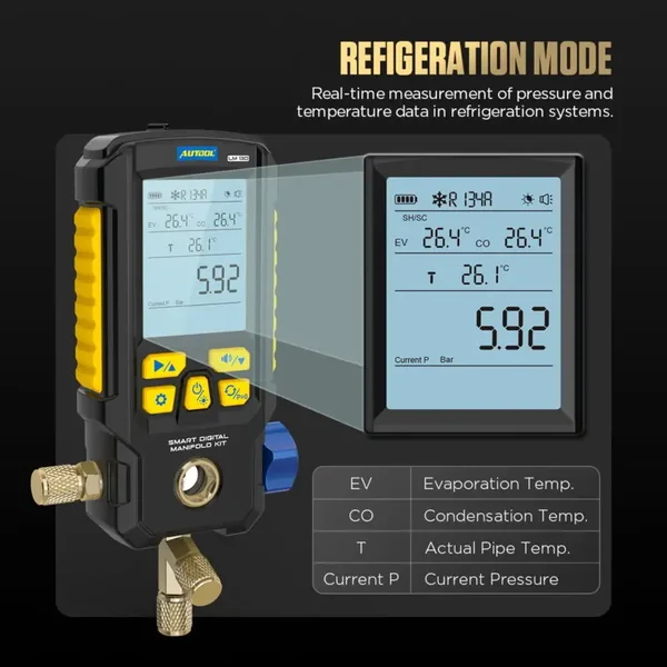 AUTOOL LM130 Smart Digital Manifold Kit with Filling Window