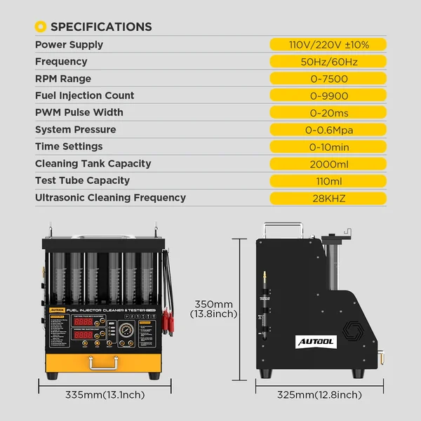 AUTOOL CT450 6-Cylinder Heated GDI/EFI/FSI Fuel Injector Cleaner and Tester