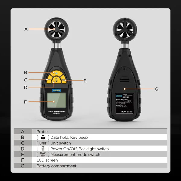 AUTOOL TR401 Digital Anemometer