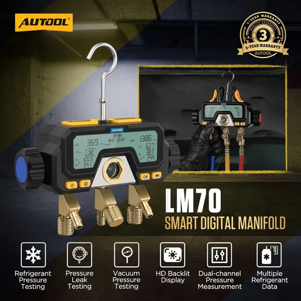AUTOOL LM70 Smart Digital Manifold Gauge with Superheat & Subcooling