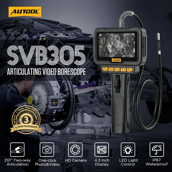 AUTOOL SVB305 5.5 mm Two-Way Articulating Automotive Borescope