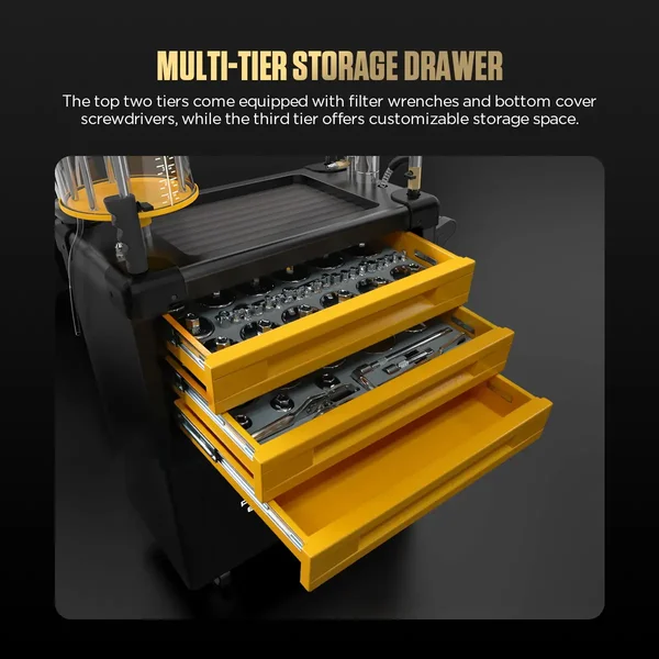 AUTOOL OD760 80 L Pneumatic Oil Extractor and Drainer Station with 61-Piece Tool Set