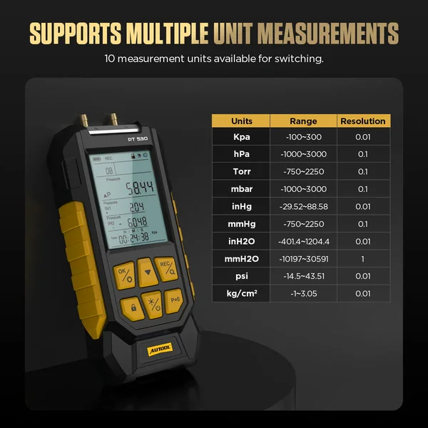 AUTOOL PT530 Dual-Port Pressure & Vacuum Tester