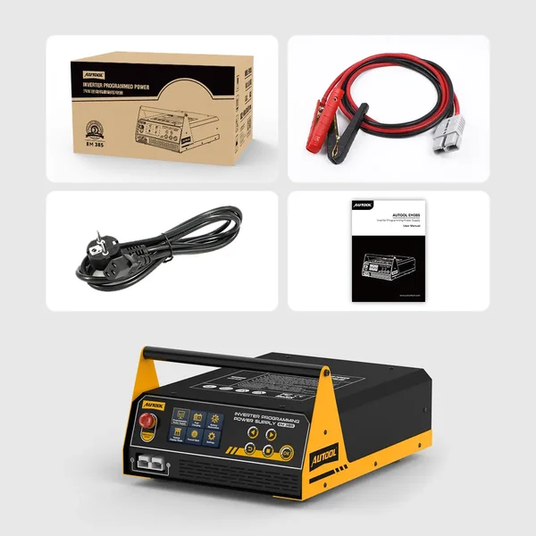AUTOOL EM385 ECU Programming Power Supply & LiFePO4/Lead-Acid Battery Charger