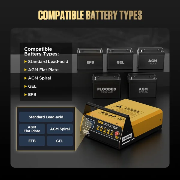 AUTOOL EM355 ECU Programming Power Supply & 12V AGM/Lead-Acid Battery Charger