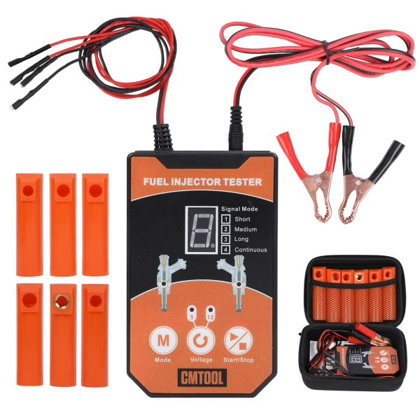 CMTOOL Fuel Injector Tester and Cleaner Tool Kit, Upgraded 6 Cleaning Adapters & 8 Pulse Modes, DIY Tool, Car Fuel Injector Cleaner Kit, 5V/12V Output Voltage Level