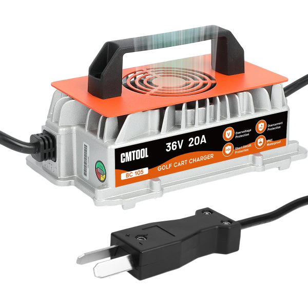 36 Volt Golf Cart Battery Charger, 36V 20A Charger for EZGO/Yamaha/Club Car | 1250W Fast Charging Golf Cart Charger for 36V Lead-Acid Battery, IP67 Waterproof, 6 Protection, 16Ft Cable, Crowfoot Plug