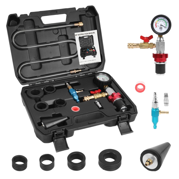 CMTOOL Coolant Vacuum Refill Kit, Universal Vacuum Coolant Fill Kit, Car Cooling System Filler Tool Set with 41.3 Inch Fill Hose, Pressure Gauge, 2 Quick Connect Adapters
