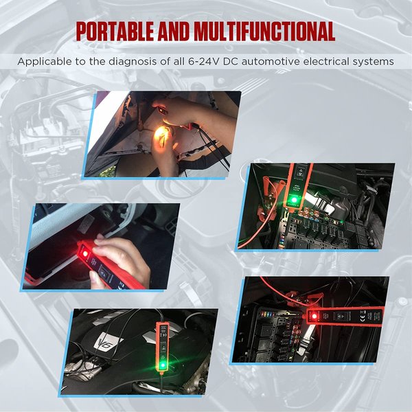 CMTOOL Power Circuit Probe Tester 6V-24V DC Test Light, Automotive Circuit Tester Car Short Finder, Component Activation, Polarity Identify, Overload Protection