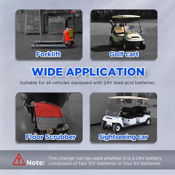 Forklift Battery Charger 24V 20A Smart Trickle Charger with LCD Display, 24 Volt 20 AMP Fully Automatic Battery Charger for 24V Lead-Acid Battery of Electric Pallet Jack/Floor Scrubber/Golf Cart