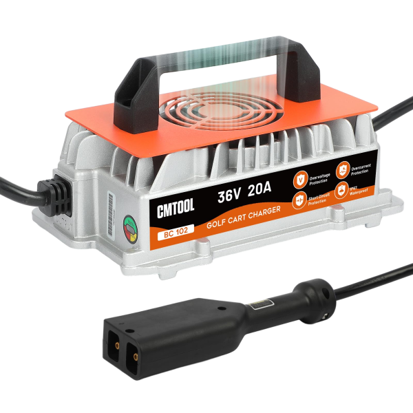 36 Volt 20 AMP Golf Cart Battery Charger for EZGO TXT, IP67 Waterproof | 1250W EZGO Smart Fast Charging Trickle Charger, 16Ft Cable EZ GO Golf Cart Charger with D-Plug, for 36V Lead-Acid Battery