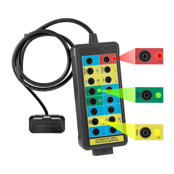 CMTOOL OBD2 Breakout Box with LED Light Indicator, Professional 16-Pin OBD Breakout Box, Automotive Electrical Diagnostic Test Tool, Portable Testing Tool