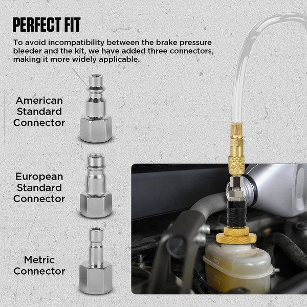 CMTOOL Master Cylinder Bleeder Kit, 20PCS Brake Bleeder Adapter Kit, Aluminum Material, Brake Pressure Bleeding Set with Quick Connector, for Most Vehicles