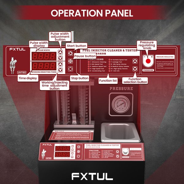 FXTUL UNT60 Motorcycle Ultrasonic Nozzle Detector and Cleaner Fuel Injector Tester Efficient Nozzle Testing