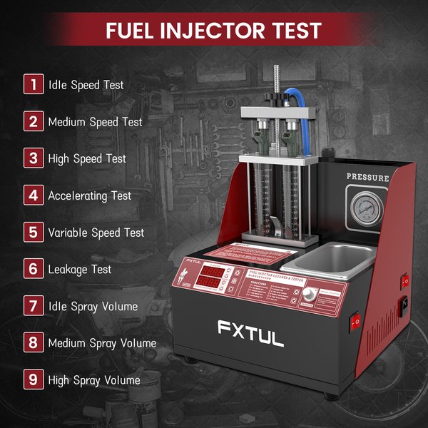 FXTUL UNT60 Motorcycle Ultrasonic Nozzle Detector and Cleaner Fuel Injector Tester Efficient Nozzle Testing