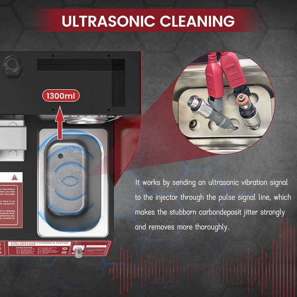 FXTUL UNT60 Motorcycle Ultrasonic Nozzle Detector and Cleaner Fuel Injector Tester Efficient Nozzle Testing