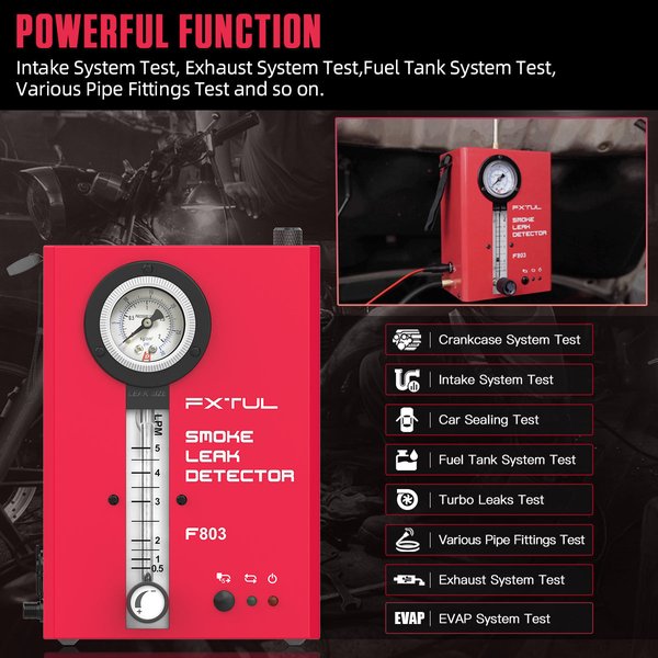 FXTUL Smoke Machine EVAP Leak Vacuum Diagnostics Smoke Detector for All Vehicles | Economy Repair | Dual Mode