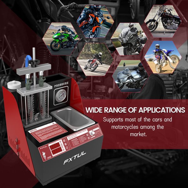 FXTUL UNT60 Motorcycle Ultrasonic Nozzle Detector and Cleaner Fuel Injector Tester Efficient Nozzle Testing