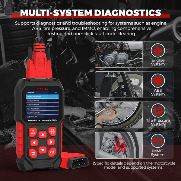 FXTUL M4 Motorcycle Diagnostic Tool OBD2 Code Reader Scan Tool For Kawasakis Yamaha Honda Vespa Suzuki PIAGGIO KTM APRILIA TRIUMPH Royal Enfield