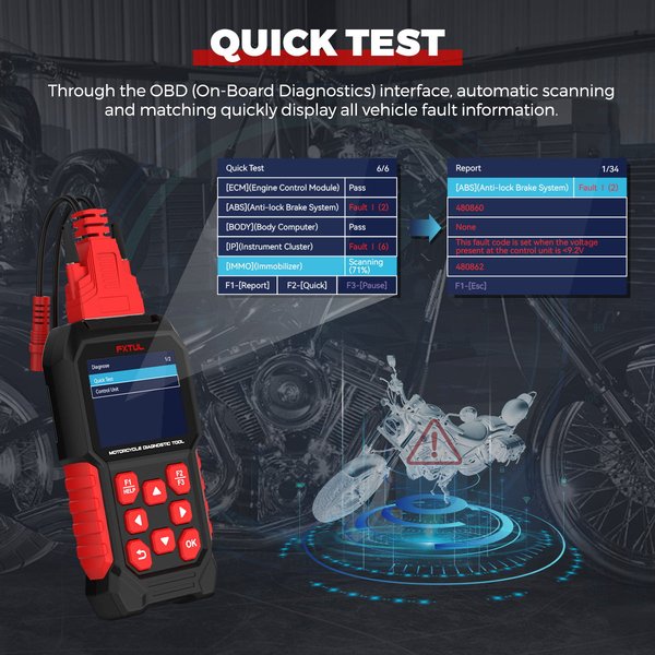 FXTUL M4 Motorcycle Diagnostic Tool OBD2 Code Reader Scan Tool For Kawasakis Yamaha Honda Vespa Suzuki PIAGGIO KTM APRILIA TRIUMPH Royal Enfield