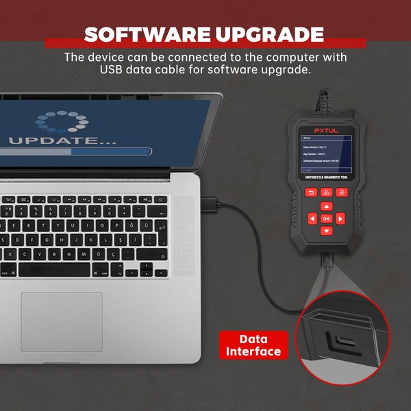 FXTUL M3 Motorcycle Diagnostic Tool OBD2 Code Reader Scan Tool for Honda and Yamaha Motorcycleoto