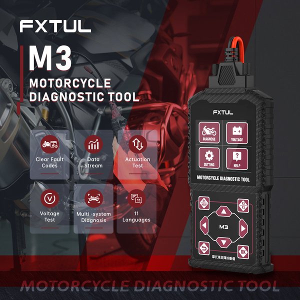 FXTUL M3 Motorcycle Diagnostic Tool OBD2 Code Reader Scan Tool For Honda Yamaha Motorcycle