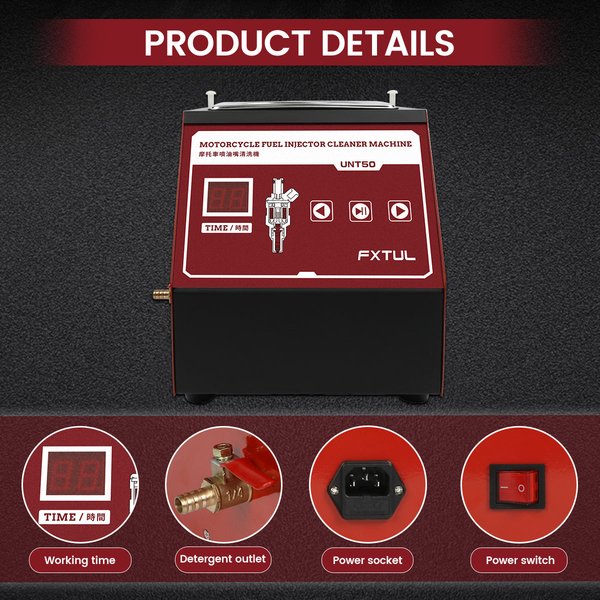 FXTUL UNT50 Ultrasonic Fuel Injector Cleaner Car Motorcycle Ultrasonic Cleaning Machine Moto Nozzle