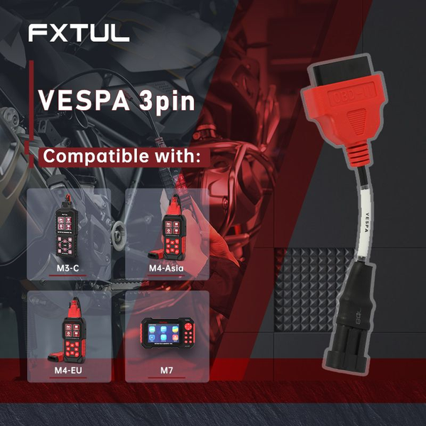 FXTUL VESPA 3PIN CABLE - M3-C/M4-Asia/M4-EU-M7 Motorcycle Diagnostic Tool