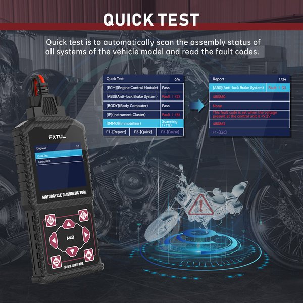 FXTUL M3 Motorcycle Diagnostic Tool OBD2 Code Reader Scan Tool For Honda Yamaha Motorcycle