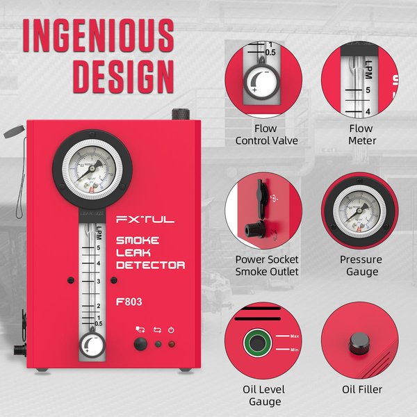 FXTUL Smoke Machine EVAP Leak Vacuum Diagnostics Smoke Detector for All Vehicles | Economy Repair | Dual Mode