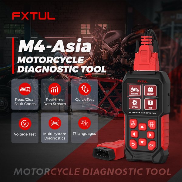 FXTUL M4 Motorcycle Scanner OBD2 Code Reader Scan Tool For HONDA YAMAHA KAWASAKI SYM KYMCO SUZUKI VESPA KTM PGO BENELLI